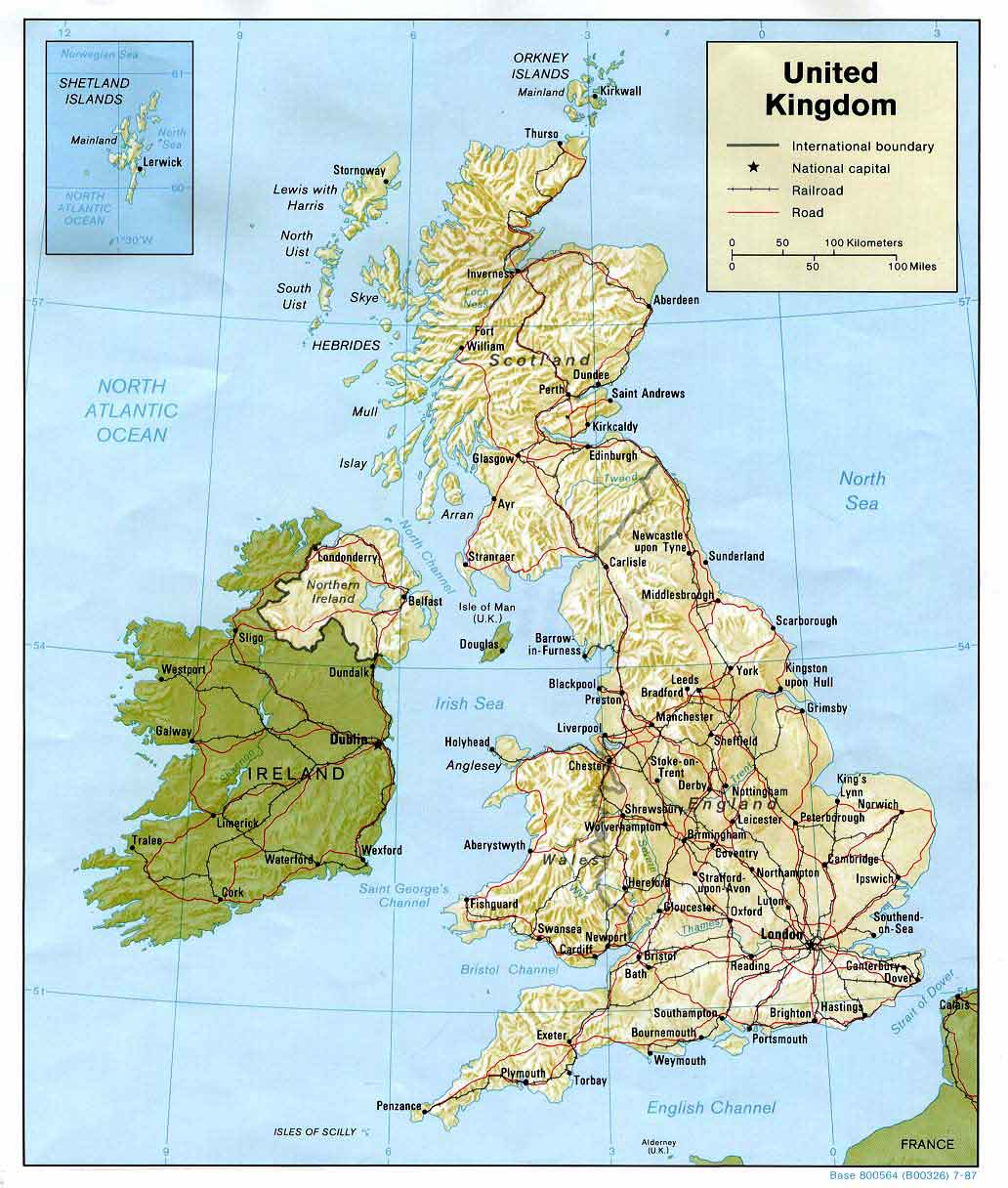 Map of the British Isles  -  1987  -  enlarged