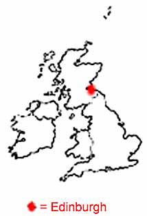 Outline Map of the British Isles, showing the position of Edinburgh