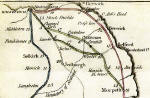 Detail from a map of the Great Post Roads from Edinburgh to London  -  Scotland