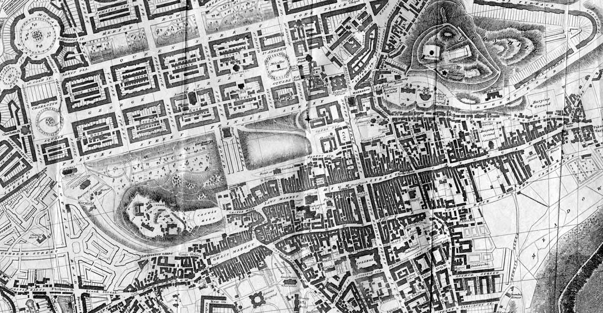 1830 map  -  Edinburgh Castle to Calton Hill