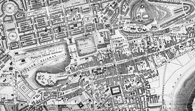 1848 map  -  Edinburgh Castle to Calton Hill