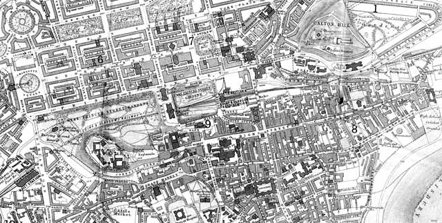 1848 map  -  Edinburgh Castle to Calton Hill