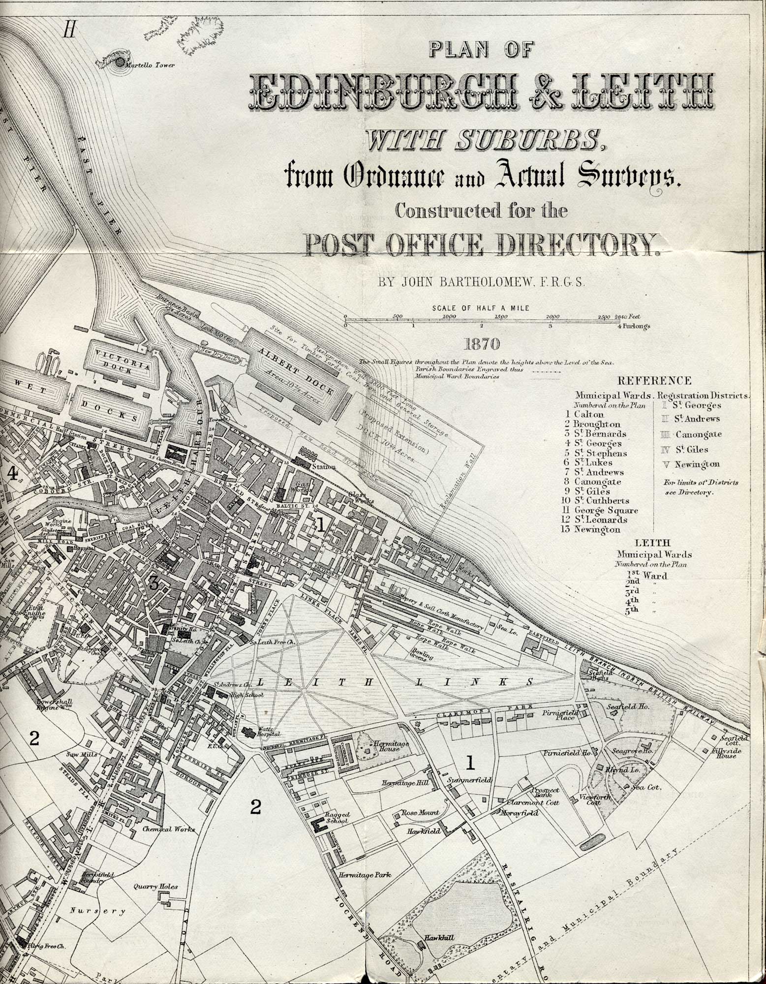 Map of Edinburgh and Leith. 1870  - North-east Edinburgh Section