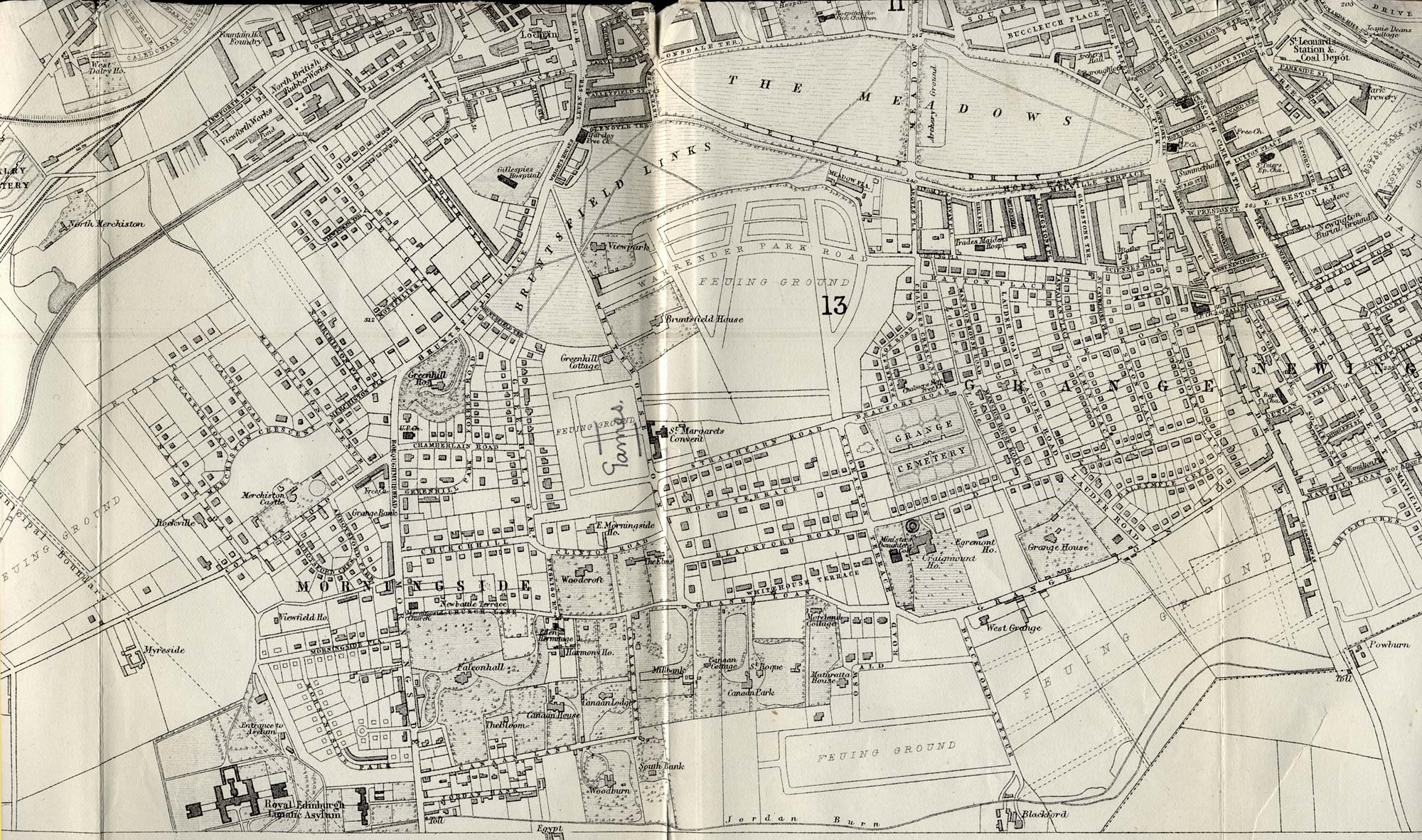 Map of Edinburgh and Leith. 1870  -  South Edinburgh Section