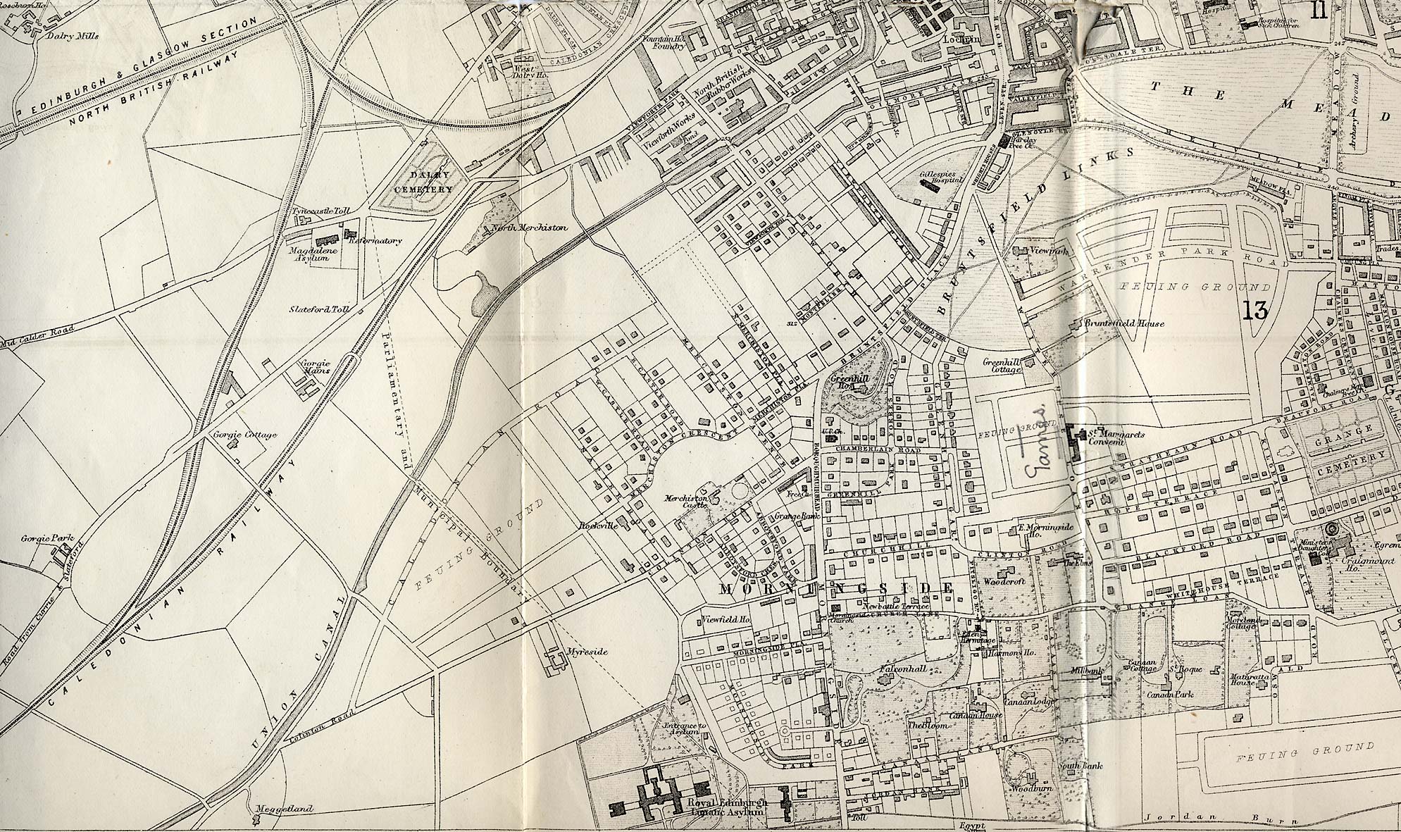 Map of Edinburgh and Leith. 1870  -  South-west Edinburgh Section