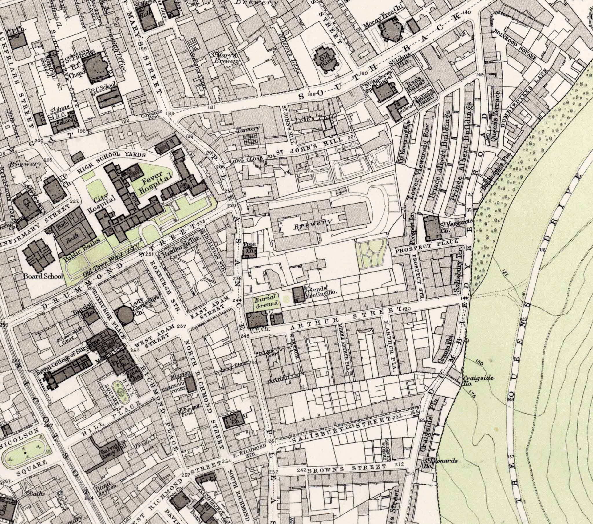 Edinburgh Old Town  -  Extract from a Bartholemew Map, 1891  -  Dumbiedykes