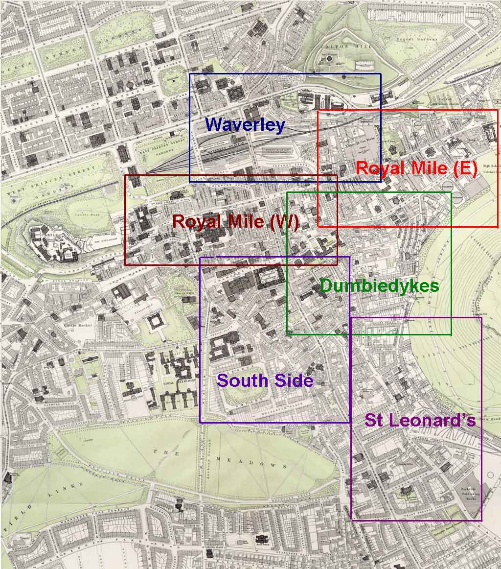 Edinburgh Old Town  -  Extract from a Bartholemew Map, 1891  -  Waverley