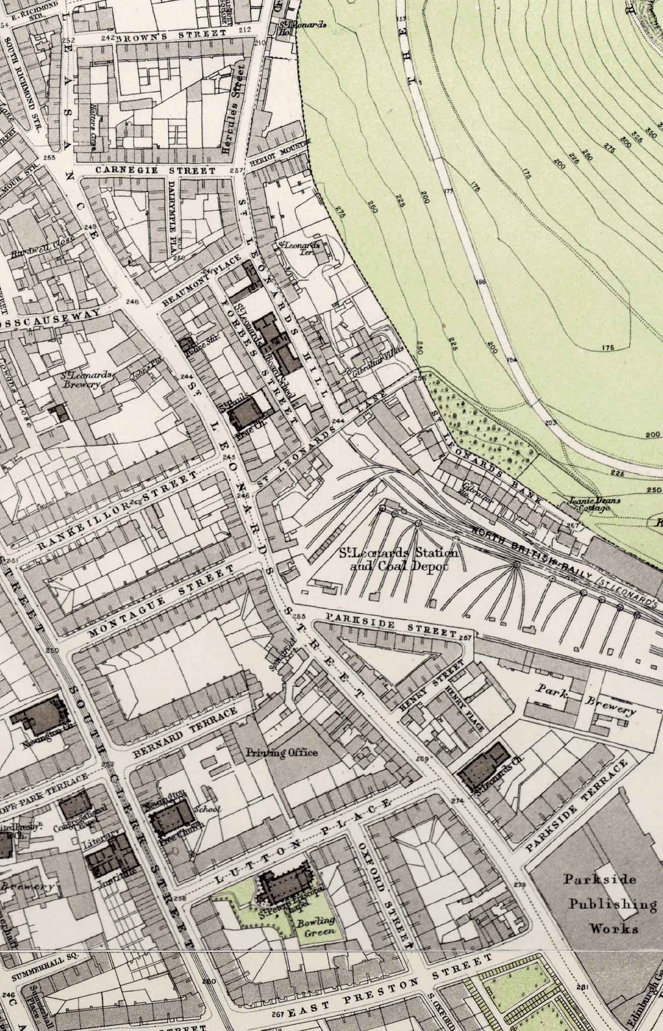Edinburgh Old Town  -  Extract from a Bartholemew Map, 1891  -  Dumbiedykes