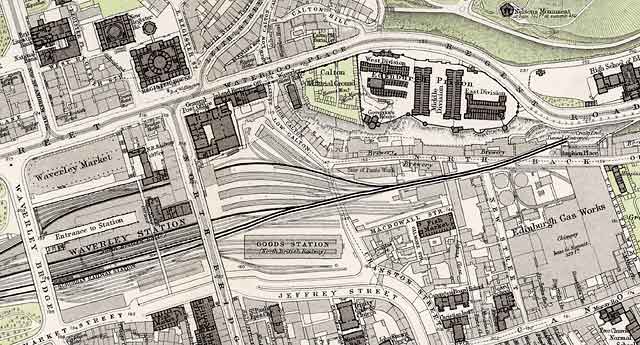 Edinburgh Old Town  -  Extract from a Bartholemew Map, 1891  -  Waverley