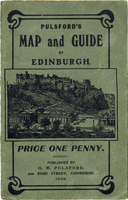 Cover  of Pulsford's Map and Guide showing Railway and Tramway routes from the City Centre to the 1908 Exhibition.
