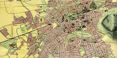 Pulsford's Map and Guide showing Railway and Tramway routes from the City Centre to the 1908 Exhibition at Saughton