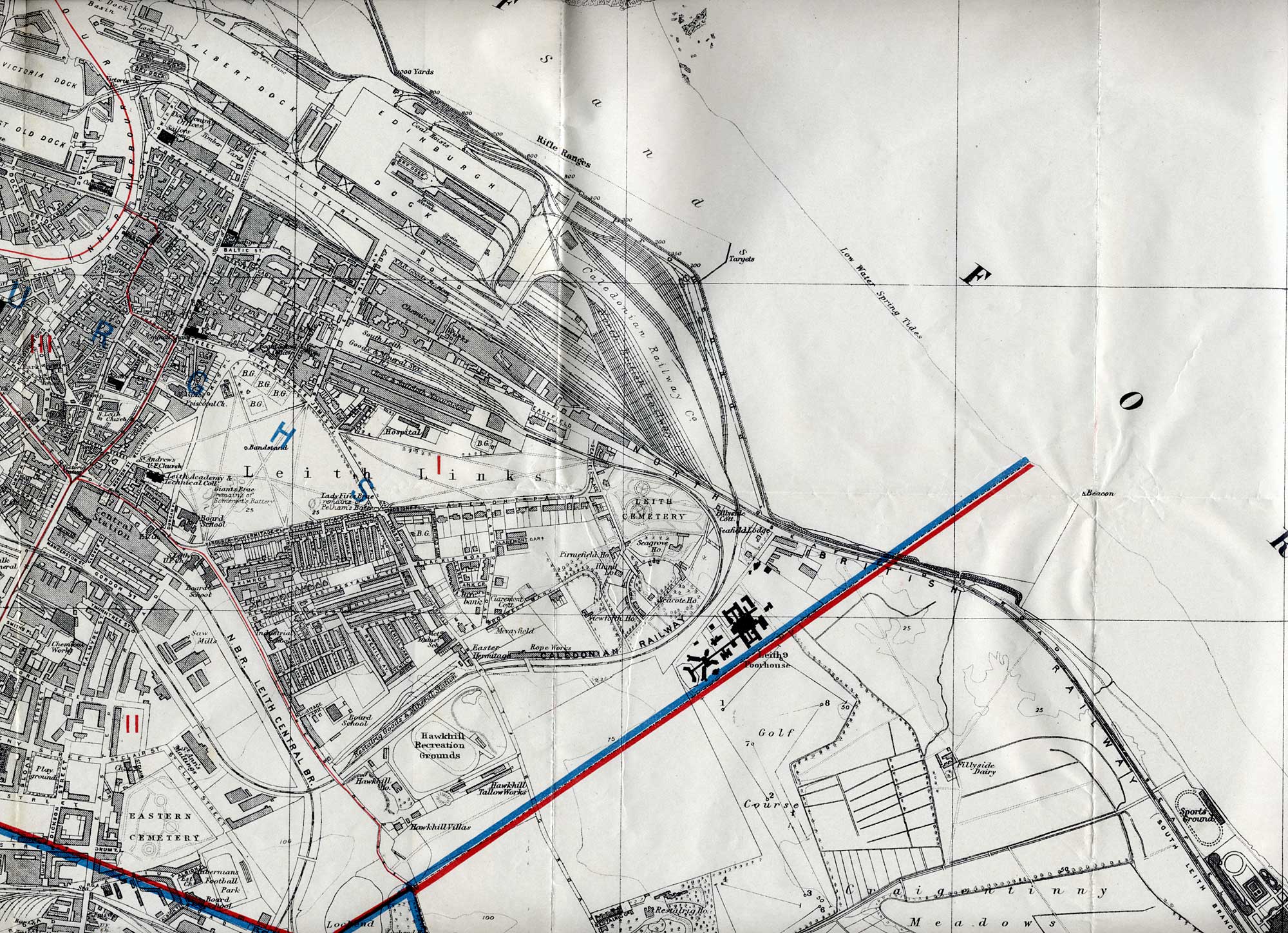 Map of Edinburgh, 1915  -   North-east Edinbugh Section  -  Enlarged