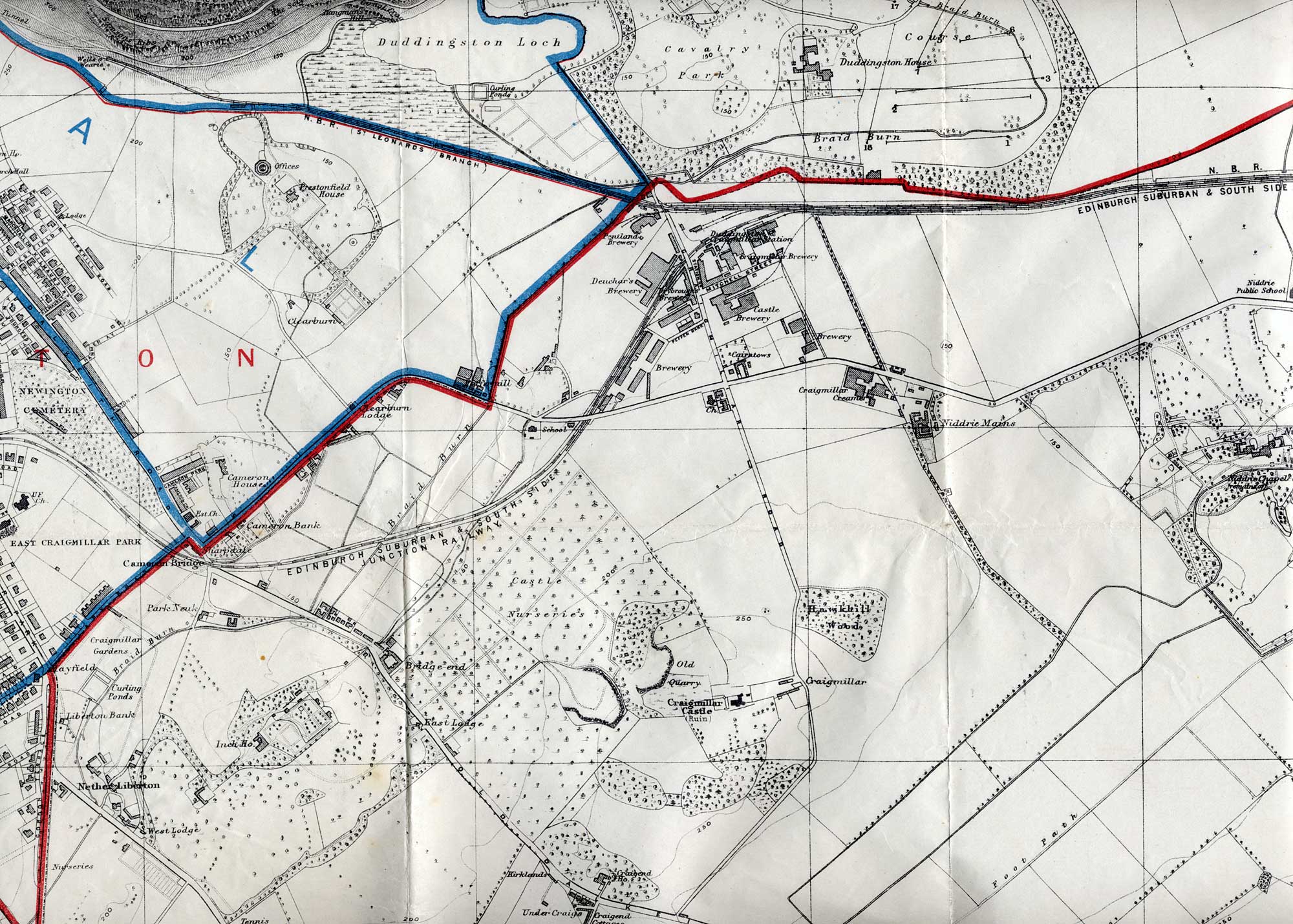 Map of Edinburgh, 1915  -   South-east Edinbugh Section  -  Enlarged