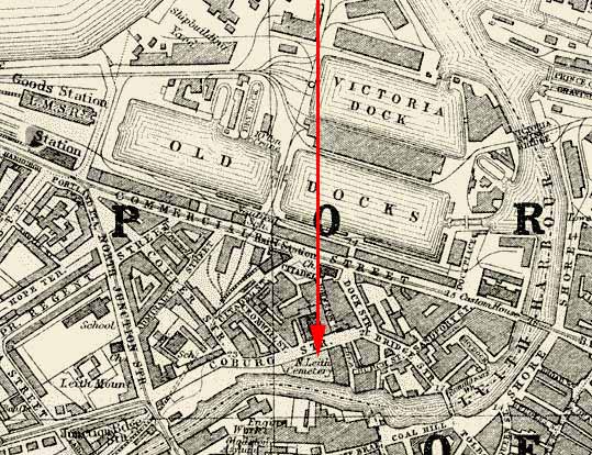 Map including North Leith Cemetery