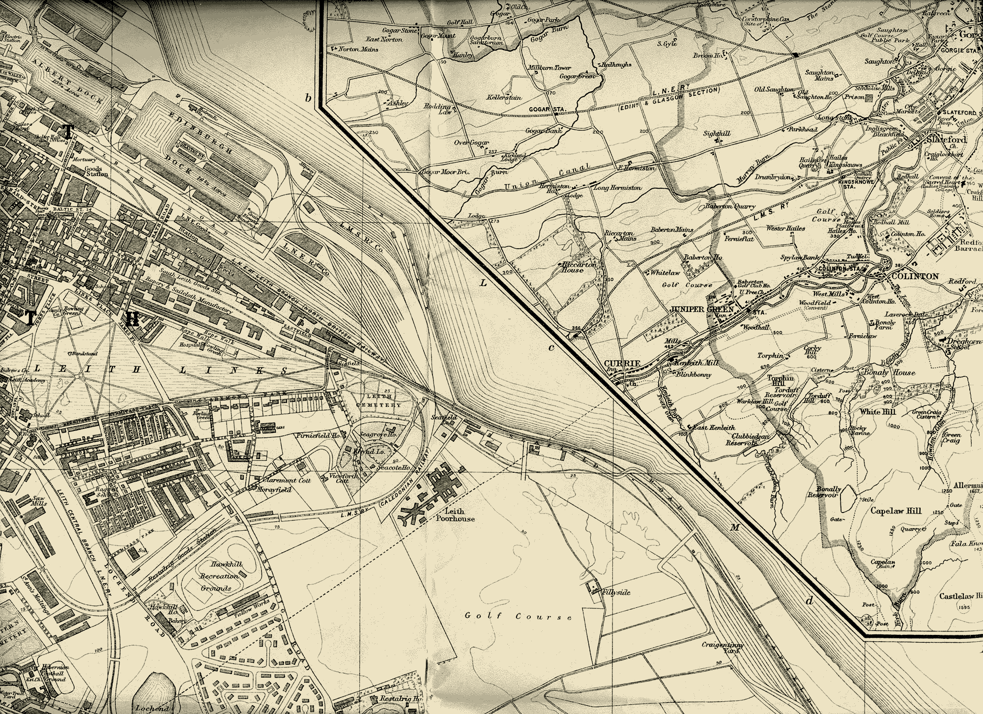 Edinburgh and Leith map, 1925  -  North-east Edinburgh section  -  Enlarged