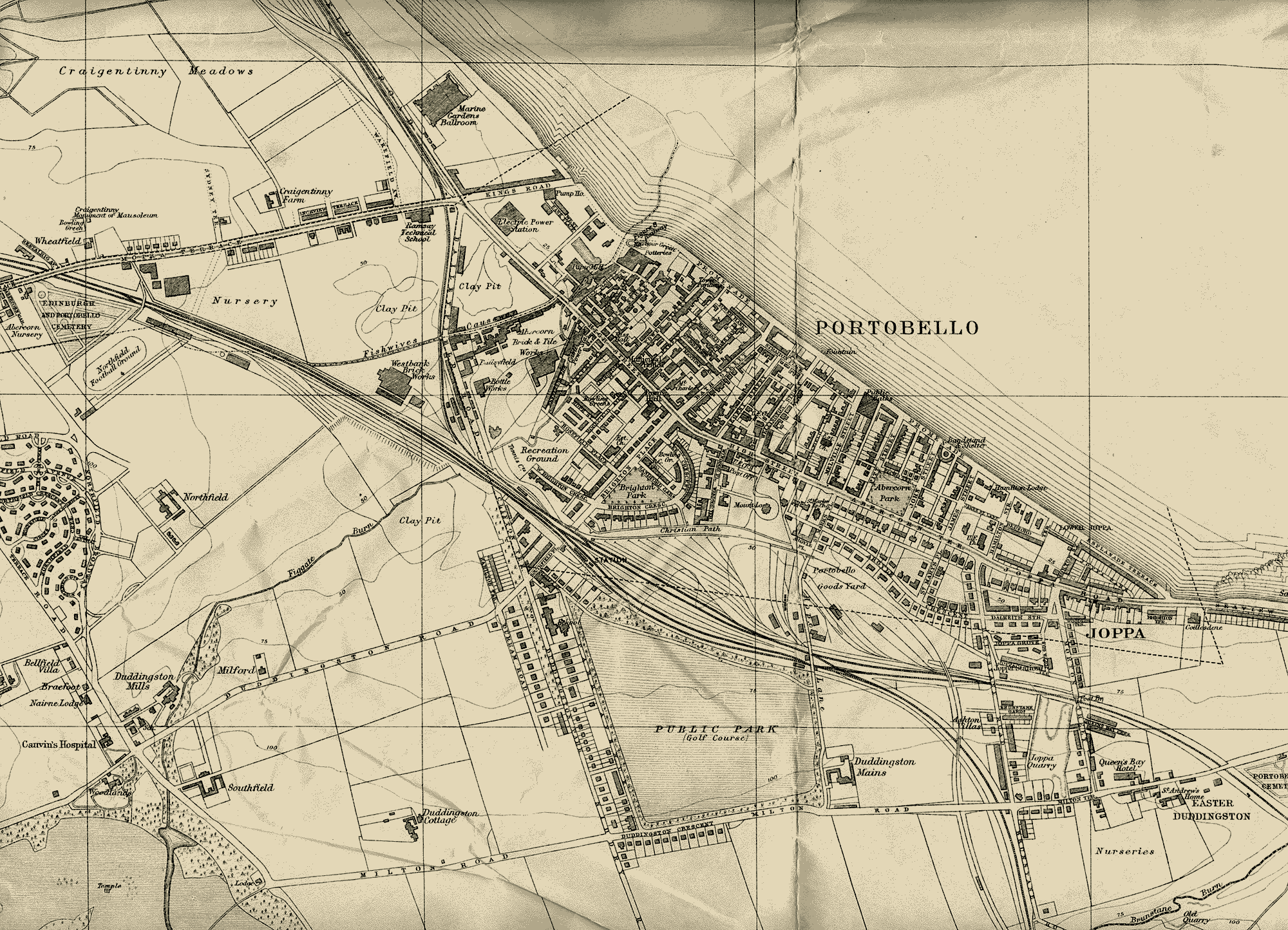 Edinburgh and Leith map, 1925  -  Porobello section  -  Enlarged