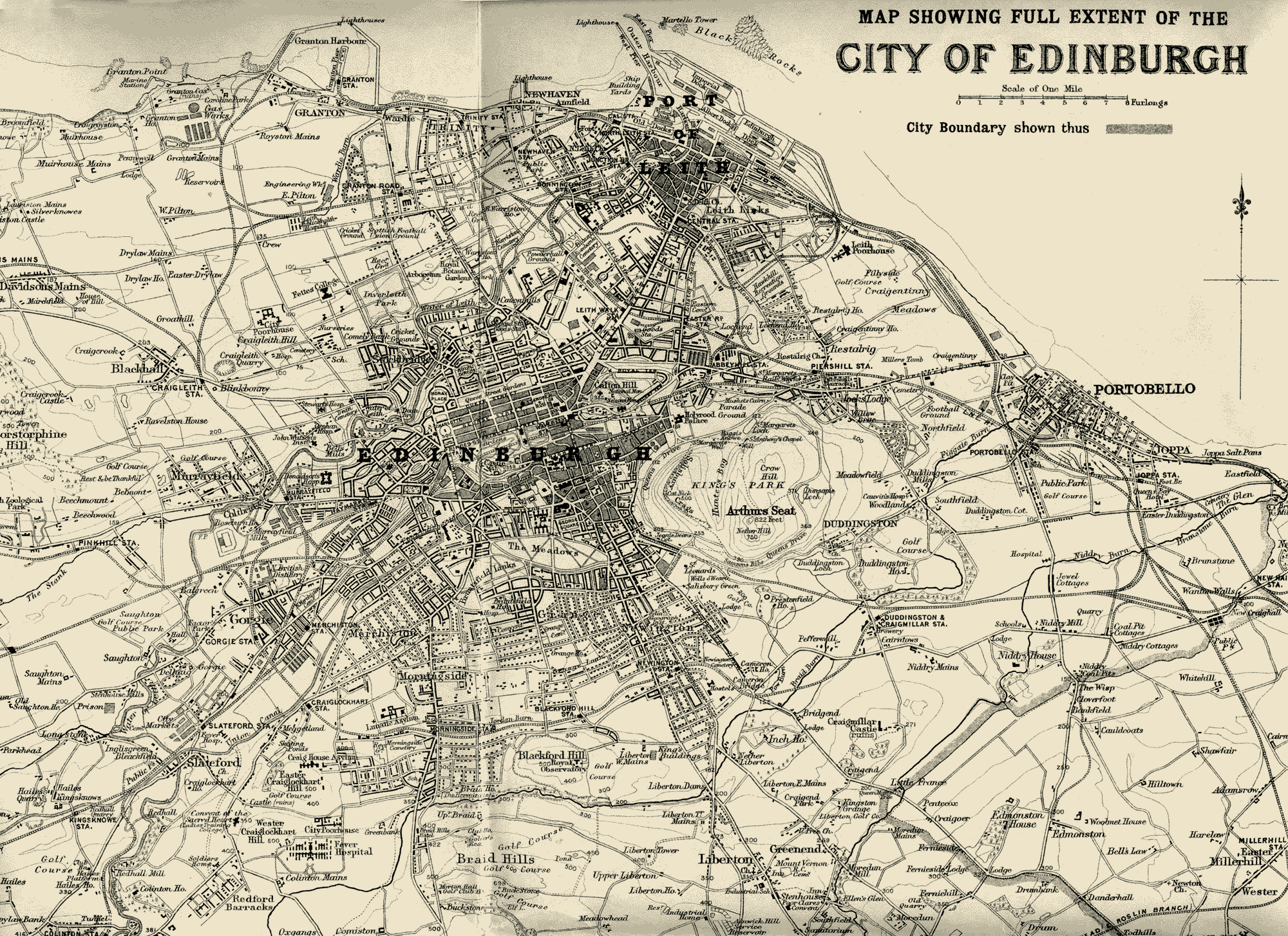 Edinburgh and Leith map, 1925  -  Zoom-out  -  Enlarged