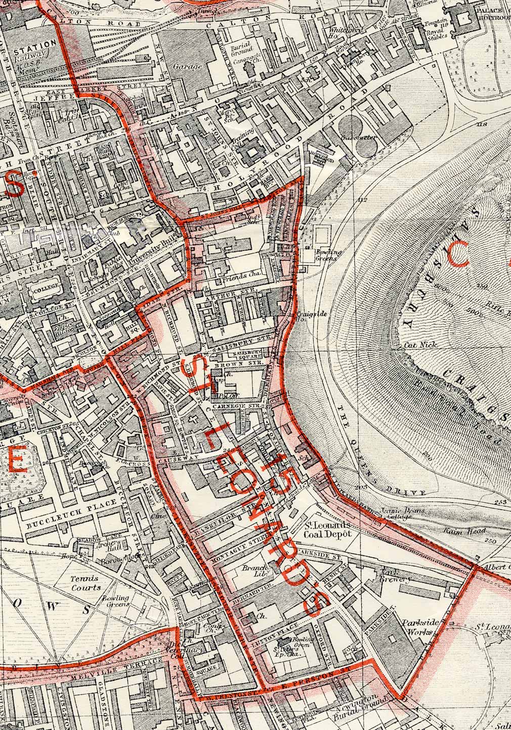 Edinburgh and Leith map, 1940  -  Dumbiedykes and St Leonard's section