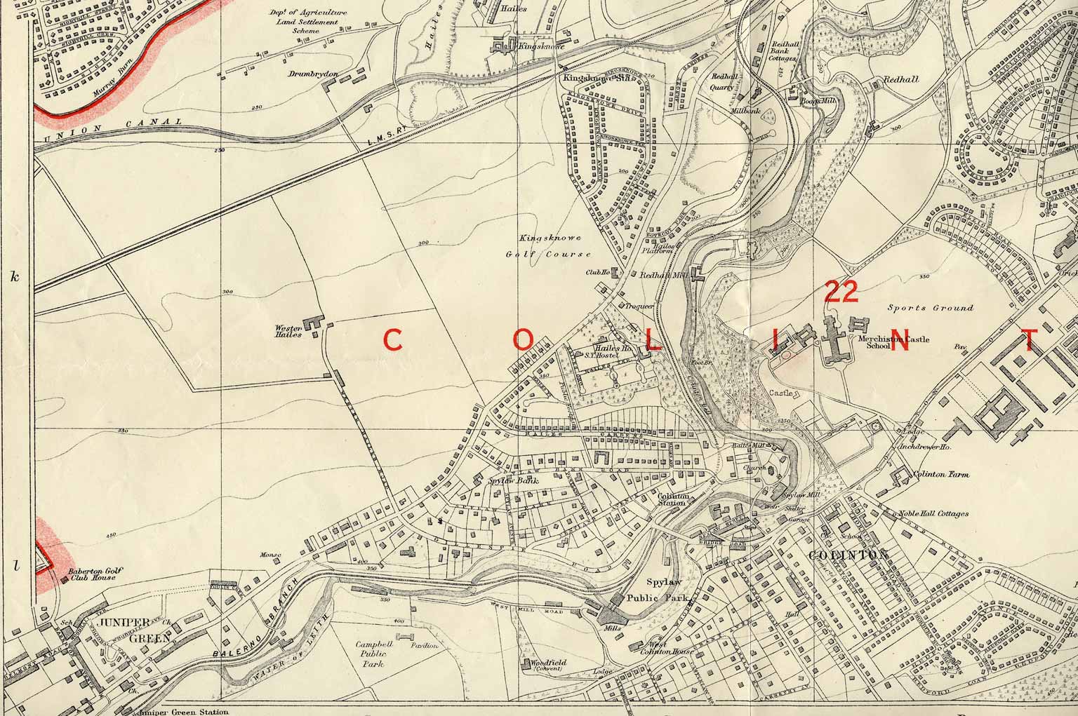 Edinburgh and Leith map, 1940  -  Juniper Green and Colinton section