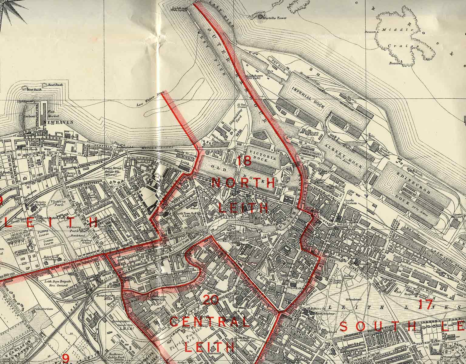 Edinburgh and Leith map, 1940  -  Leith section