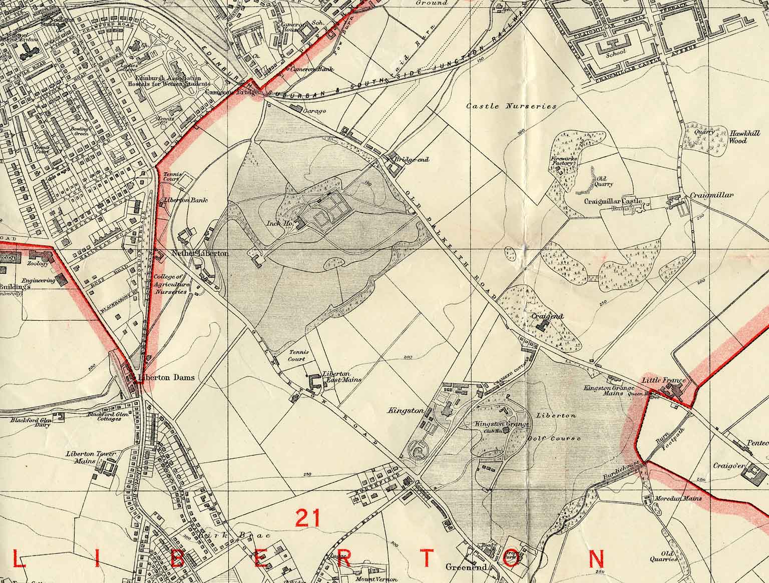 Edinburgh and Leith map, 1940  -  Liberton section