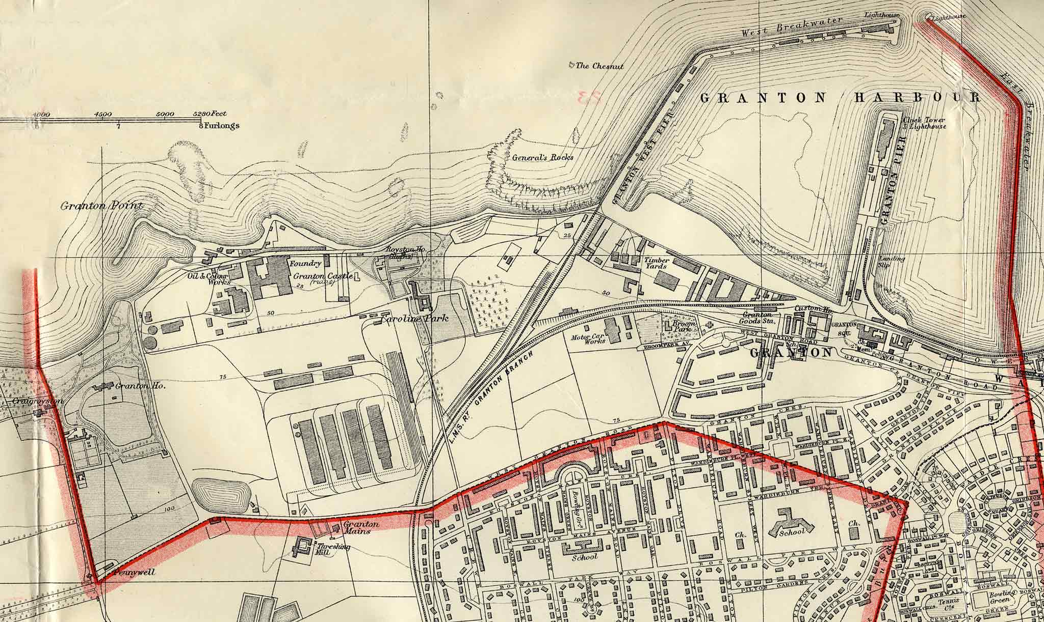 Edinburgh and Leith map, 1940  -  Edinburgh Waterfront section