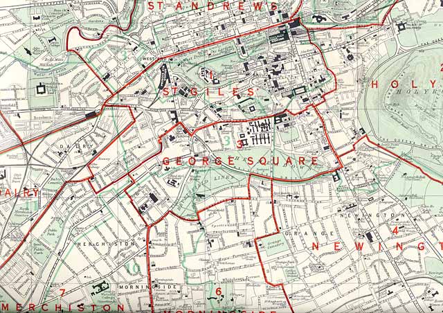 Edinburgh and Leith map, 1955  -  Central Edinburgh