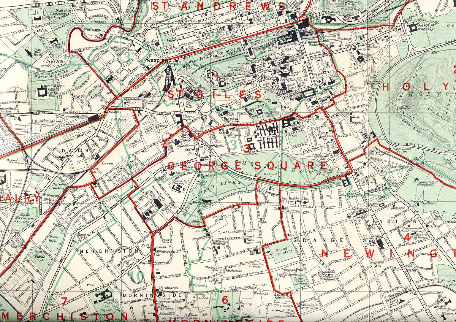 Map Of Central Edinburgh Edinburgh And Leith Map, 1955 - Central Edinburgh