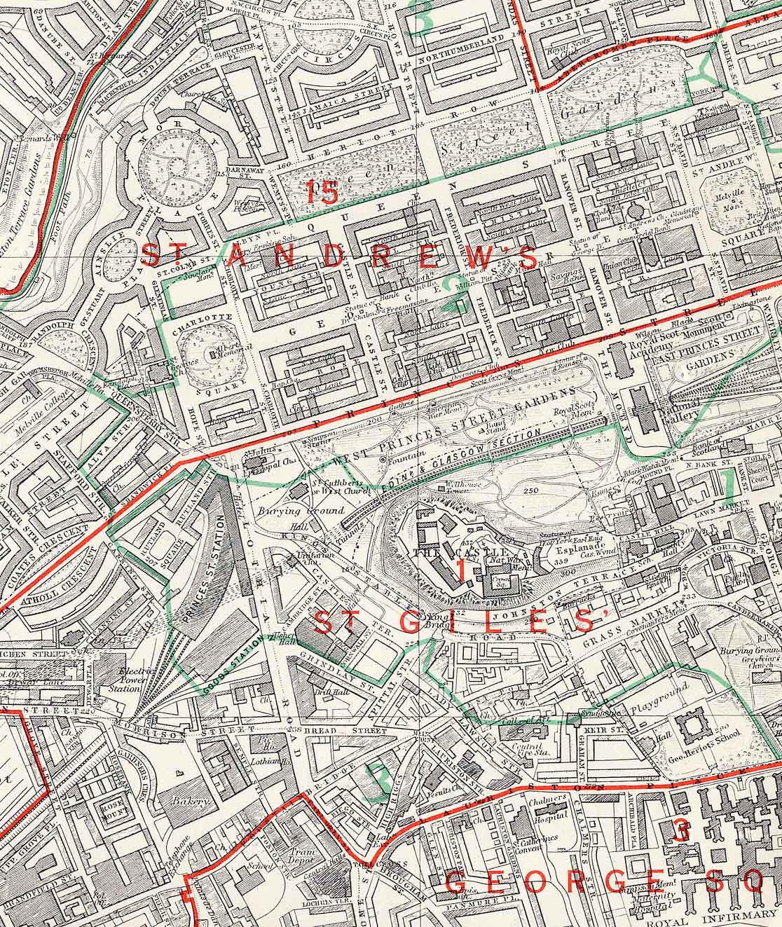 Edinburgh and Leith map, 1955  -  Central Edinburgh (West)