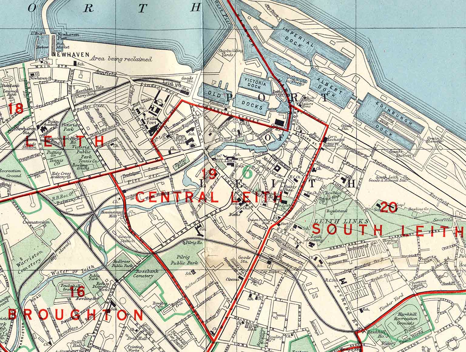 Edinburgh and Leith map, 1955  -  Leith