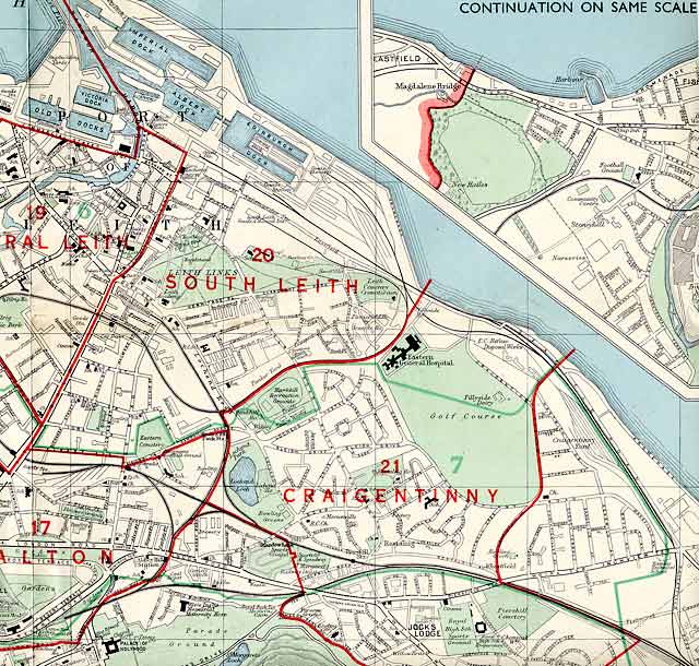 Edinburgh and Leith map, 1955  -  North-east Edinburgh