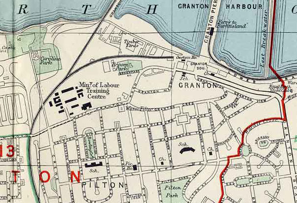 Extract from a 1955 map of Edinburgh - Granton Harbour, Granton and Pilton