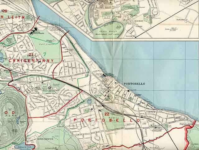 Edinburgh and Leith map, 1955  -  Portobello,  Edinburgh