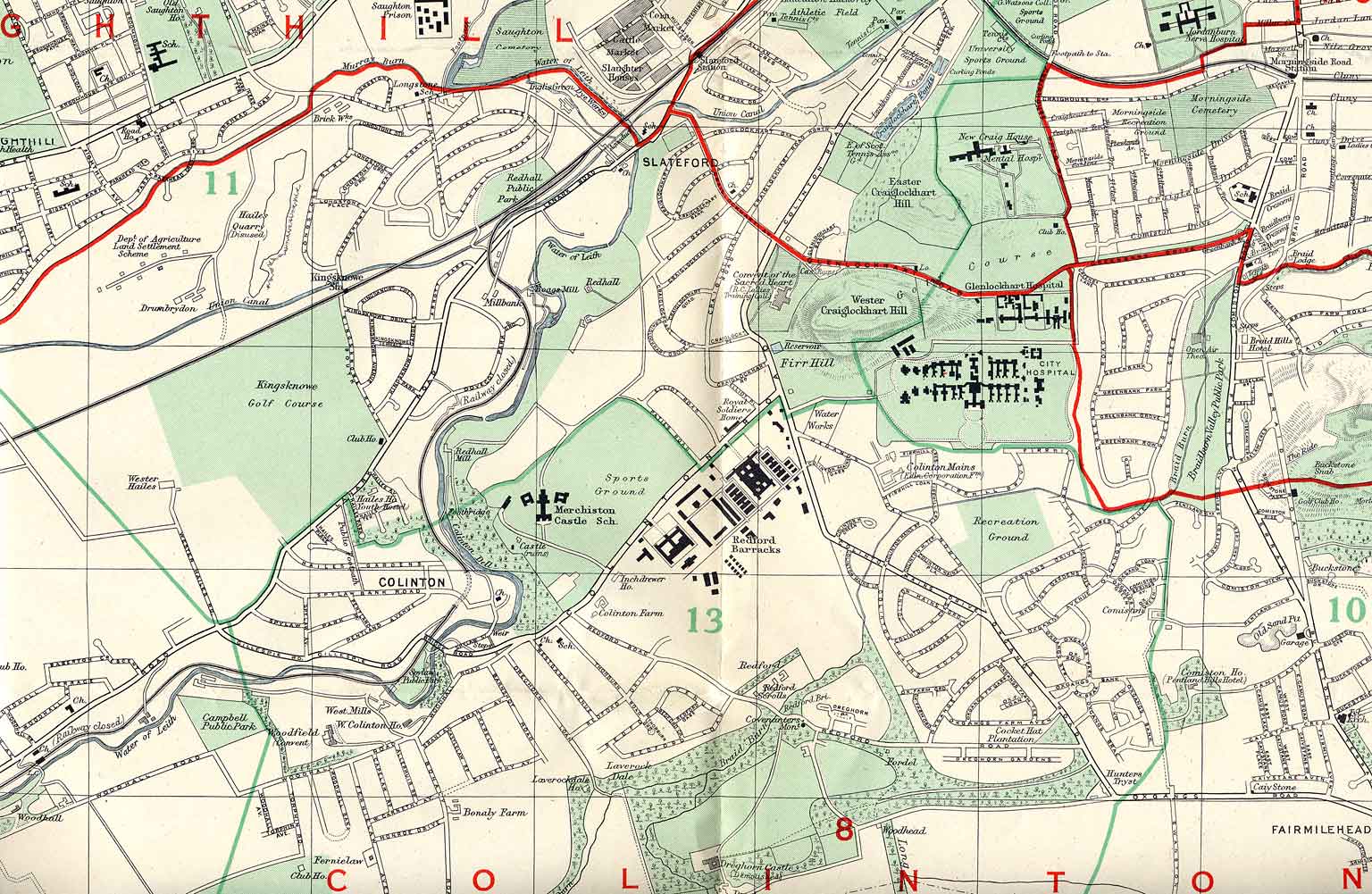 Edinburgh and Leith map, 1955  -  South-west Edinburgh