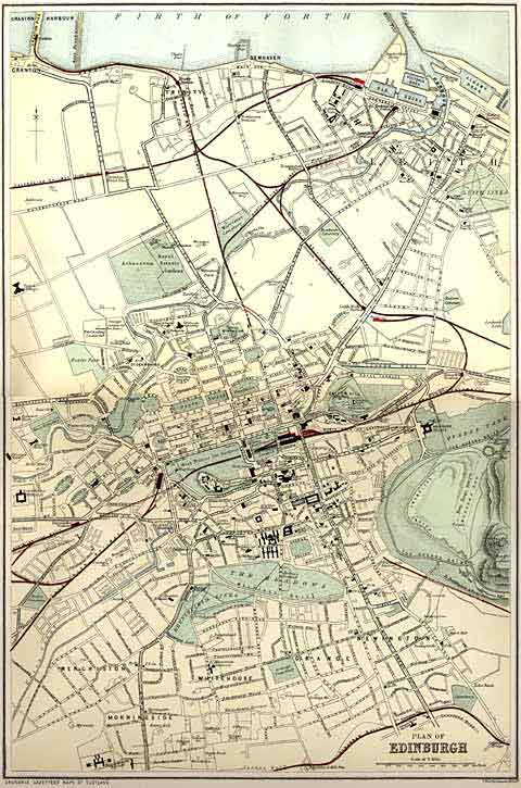 Edinburgh and Leith map of Roads and Railways  -  1884  -  The whole map