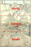 Edinburgh and Leith map of Roads and Railways  -  1884  -  Zoom-in to Northern, Central and Southern parts