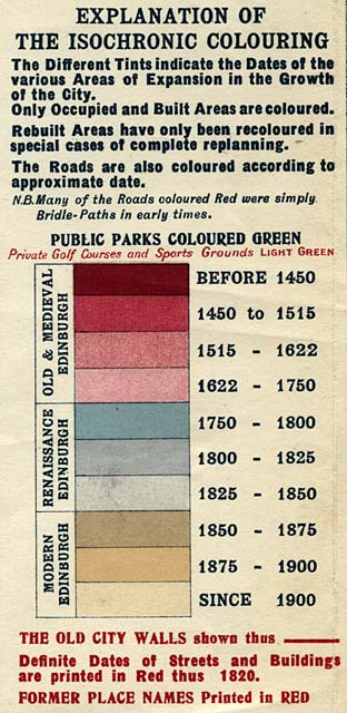 Key to Edinburgh Chronological Map  -  Published 1919