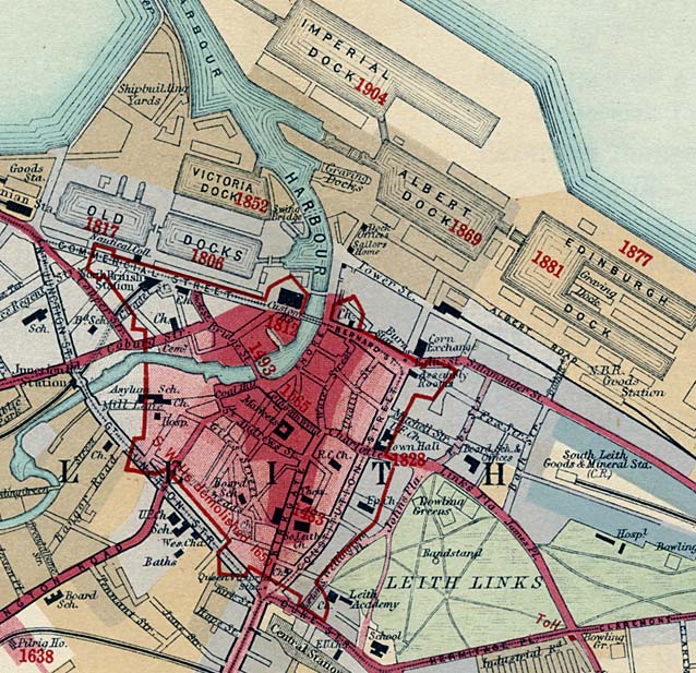 Extract from a a Chronological Map published 1919  -  Leith