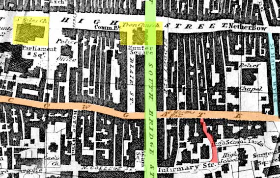 Map of the Old Town of Edinburgh, including High Street, Cowgate and South Bridge  -  1830