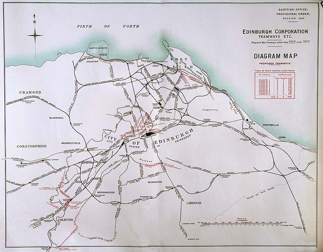 Railways and Proposed Tramway Extension, 1924 -  Edinburgh