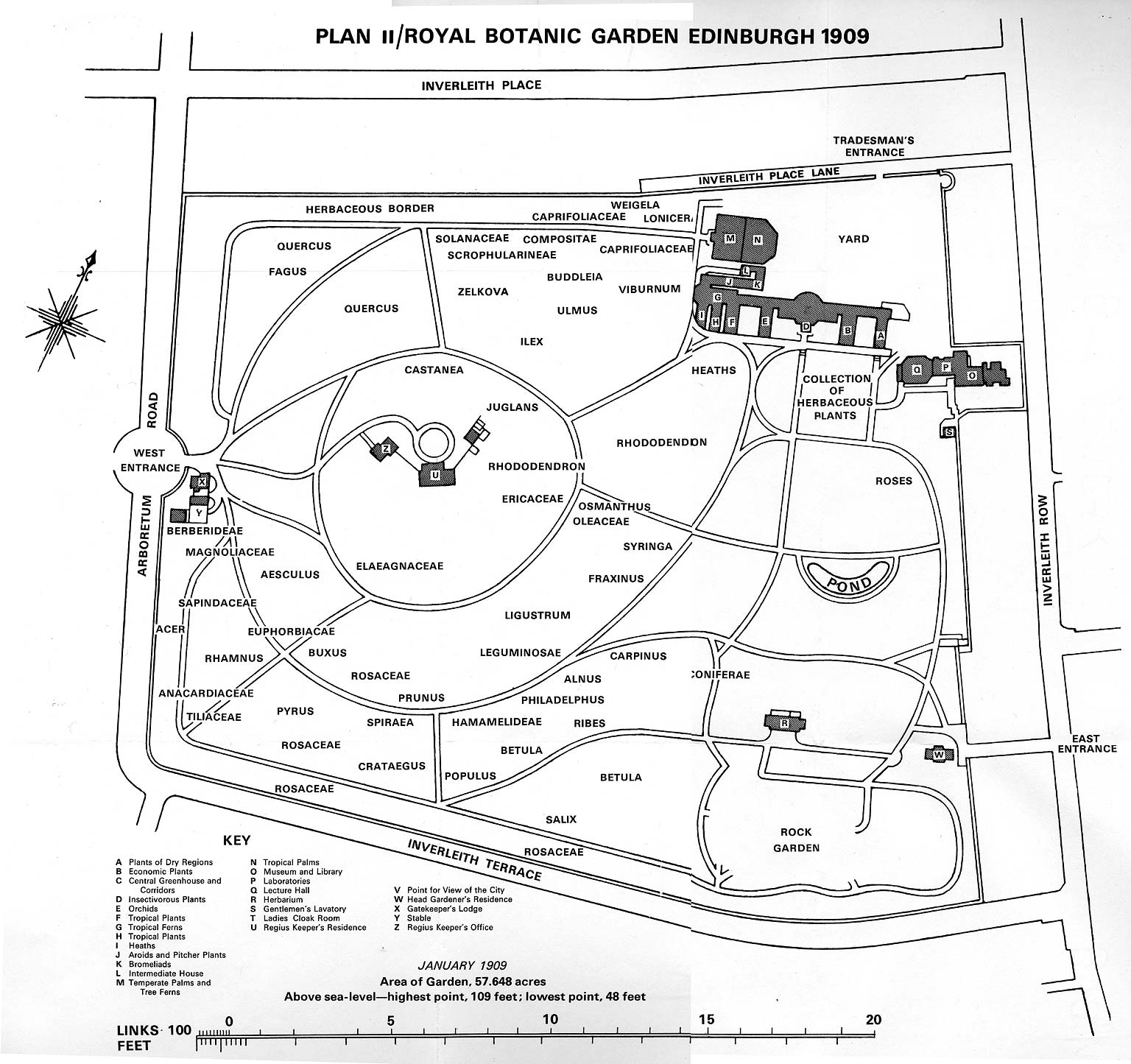Royal Botanic Garden, Inverleith  -  1909 Map