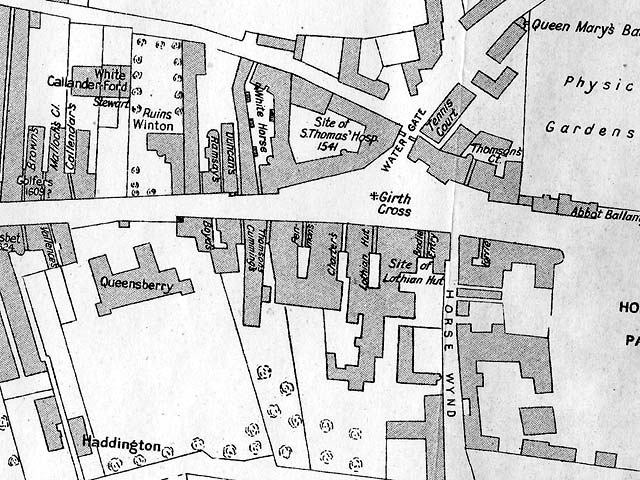 Royal Mile Closes in mid-C18 - Extract from map including Holyrood