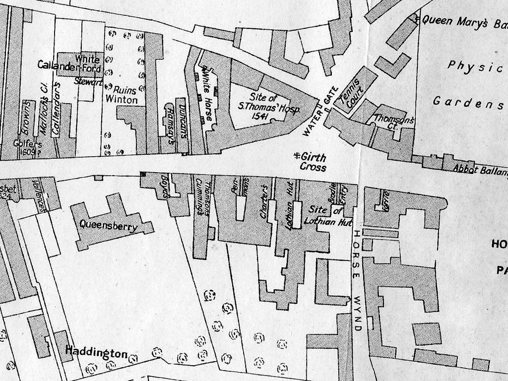 Royal Mile Closes in mid-C18 - Extract from map including Holyrood