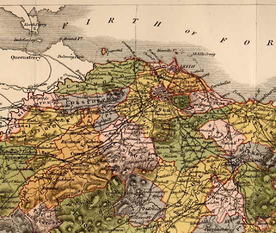 Map of Edinburghshire  -  Queensferry to Musselburgh
