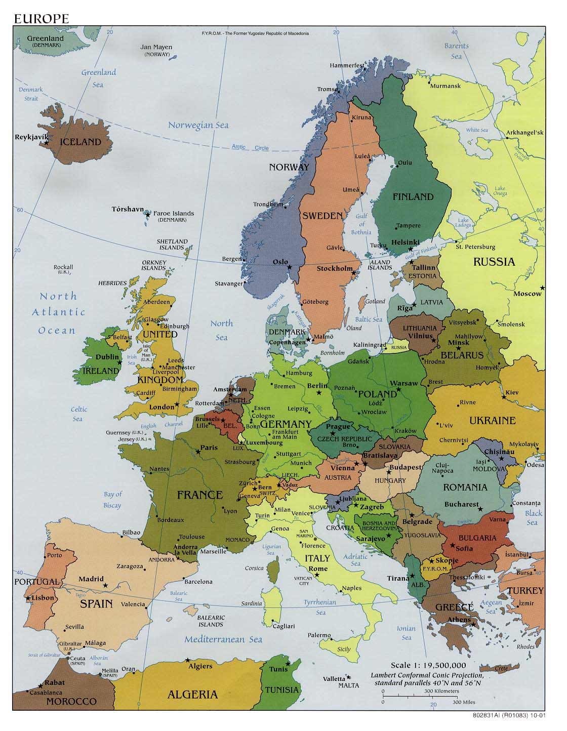 Map of Europe  -  2001  -  enlarged