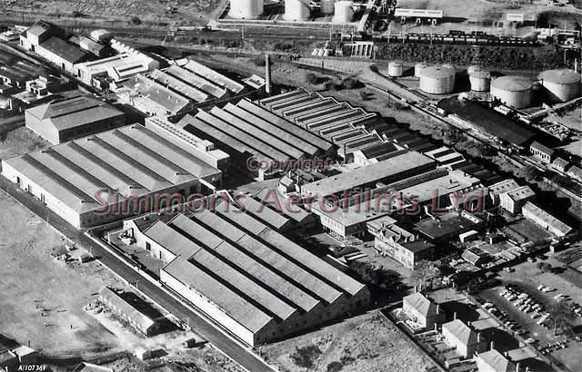 An aerial view of United Wire Works, off West Granton Road, SW of Granton Harbour