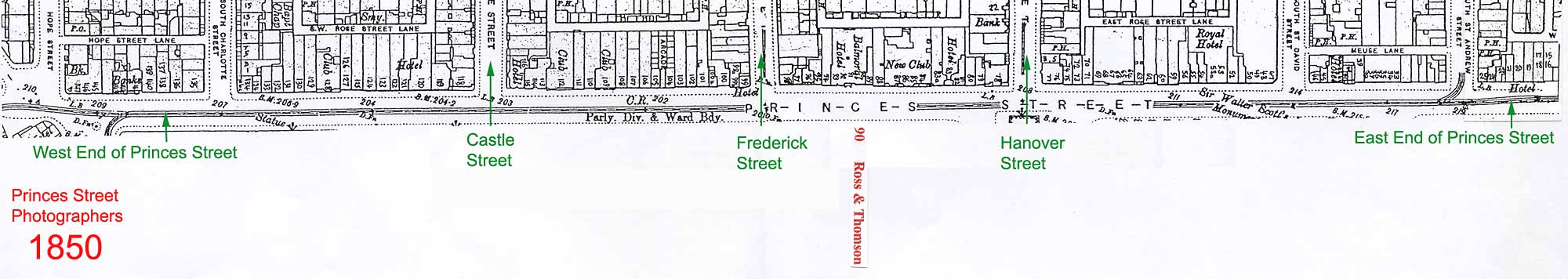 Map of Princes Street studios in 1850