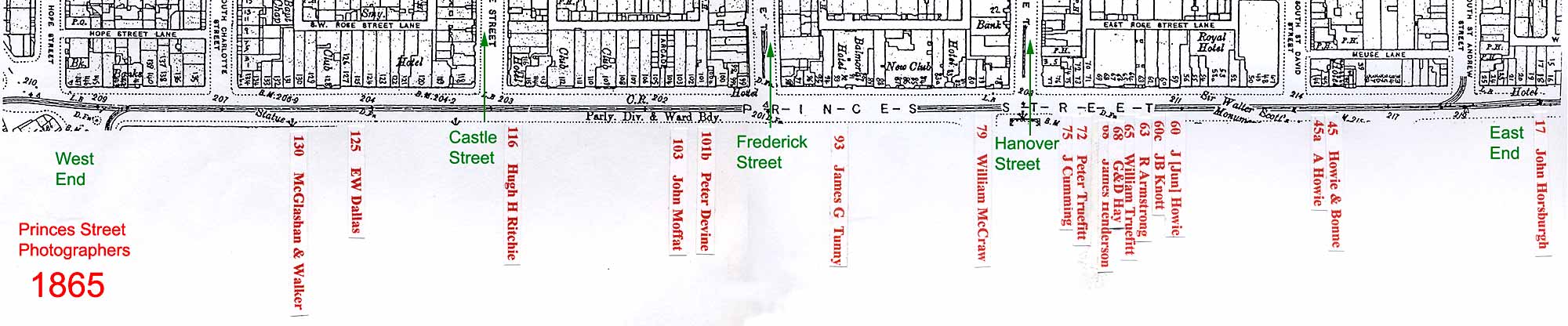 Map of Princes Street studios in 1865
