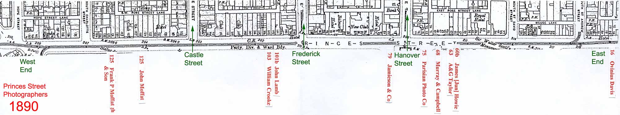 Map of Princes Street studios in 1890