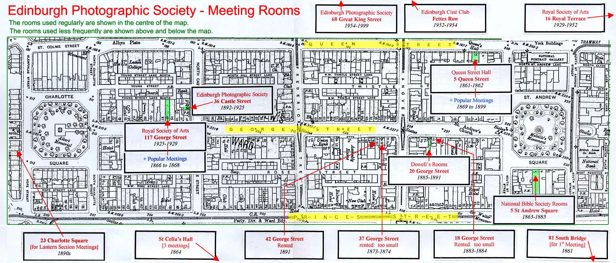 Map showing EPS Meeting Rooms since 1861